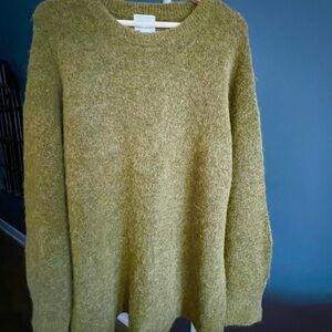 H&M Olive Green Fuzzy Crewneck Sweater
